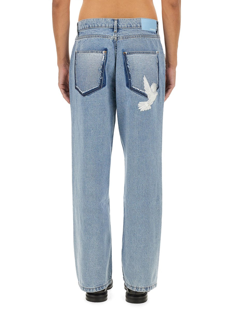 3.PARADIS - Bird EMB Denim Washed Blue